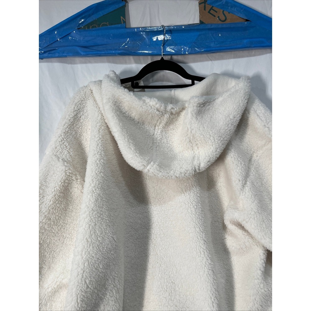 Eddie Bauer Chill Out Fleece Hoodie Womens XL Ivory Sherpa Pullover Snap 6454 - Picture 8 of 10